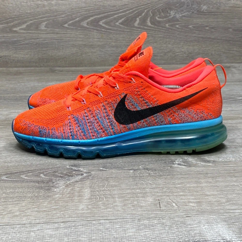 Nike Flyknit Max Running Shoes Mens 13 Orange Blue 620469-600 Air Max 1 of 2
